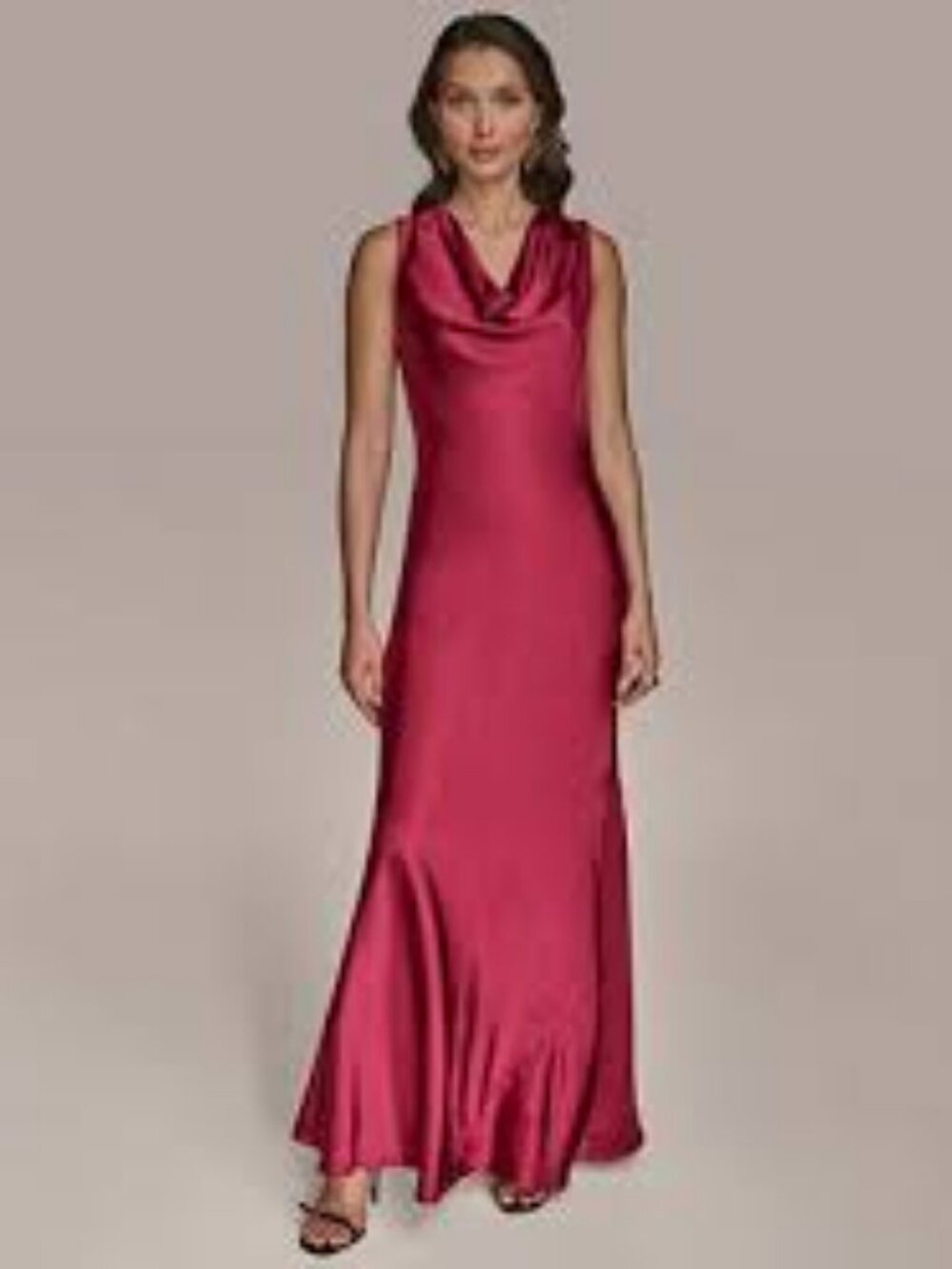 52 - NWT DONNA KARAN COWL NECK SATIN MAXI DRESS - Picture 7 of 8